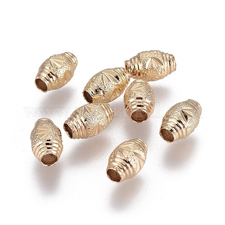 Electroplate Brass Textured Beads KK-F789-30G-1