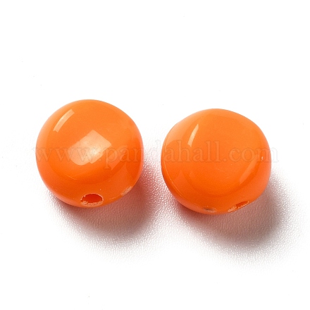 不透明なアクリルビーズ  フラットラウンド  オレンジ  9.5~10x12mm  穴：1.8mm  約1110個/500g OACR-L013-003C-1