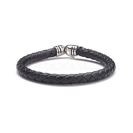 Bracelet cordon en cuir tressé avec fermoirs fermoirs en laiton pour hommes femmes BJEW-JB07672-1