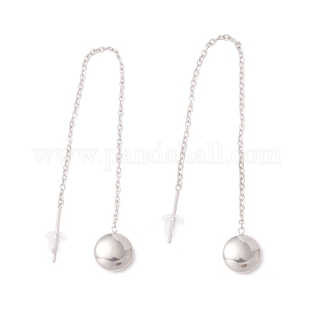 Long Chain with Round Ball Dangle Stud Earrings EJEW-A067-17P-1