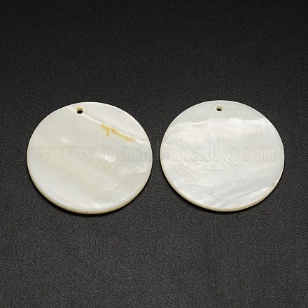 Pendientes de concha de agua dulce redondas planas SHEL-M005-35-1