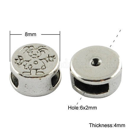 Breloques rondes plates de style tibétain en argent antique sans cadmium et sans plomb X-TIBEB-A124310-AS-LF-1