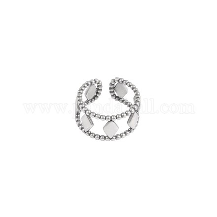 Rhombus Pattern 925 Thai Sterling Silver Finger Rings for Women RJEW-BB58355-1