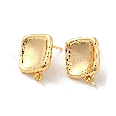 Square Brass Stud Earring Findings KK-M270-24G-1