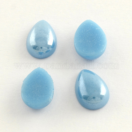 Pearlized Plated Opaque Glass Cabochons PORC-S778-6x10-37-1