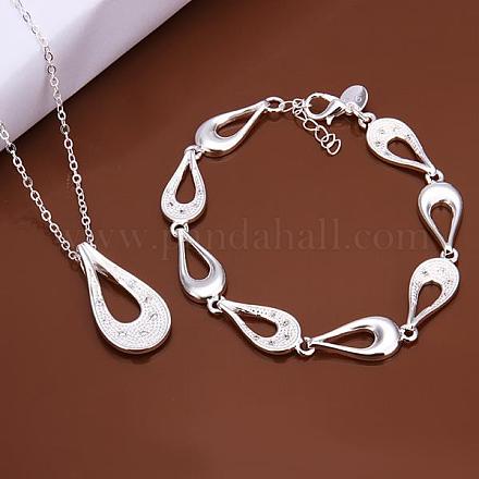 Simple Silver Plated Brass Bridal Party Jewelry Sets SJEW-BB11117-05-1