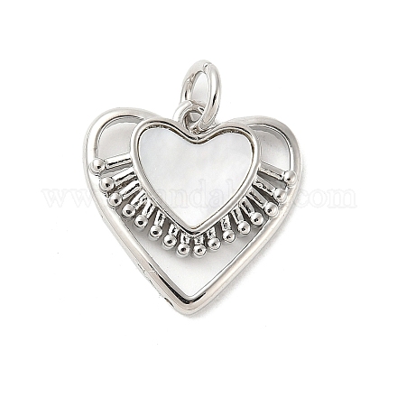 Подвески в виде сердечек из натуральной белой ракушки из латуни с соединительными кольцами KK-S522-08A-P-1