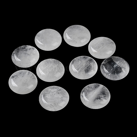 Piedras de palma redondas planas de cristal de cuarzo natural G-M416-10F-1
