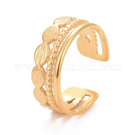 Ионное покрытие (ip) 304 овальное кольцо из нержавеющей стали с открытой манжетой для женщин RJEW-C025-11G-1