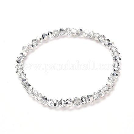 Bracelet extensible en perles rondelles de verre à facettes pour enfant BJEW-JB06807-17-1