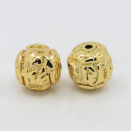 Real 18K Gold Plated Brass Buddhist Beads KK-K093-05G-1