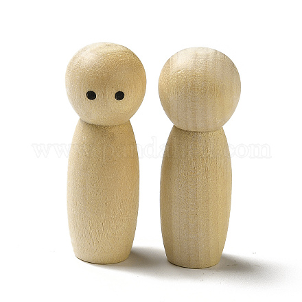 未完成の木製ペグ人形が装飾を表示します  絵画工芸アートプロジェクト用  ベージュ  16x45mm WOOD-E015-01H-1