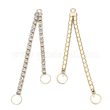 Brass Pave Crystal Rhinestone Chain with Ring Big Pendants KK-N216-423-03LG-1