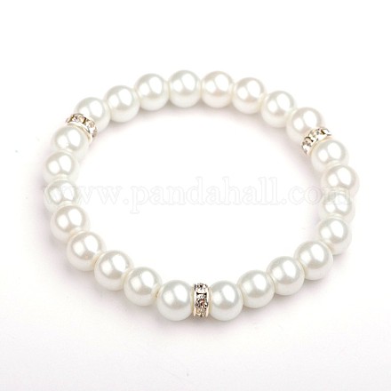 Glasperlen runde Perlen Armbänder strecken BJEW-JB01544-01-1