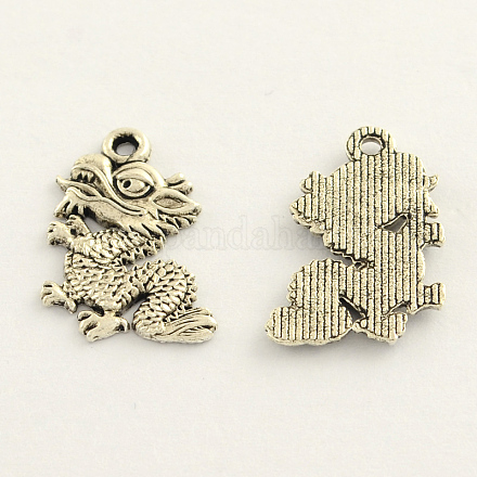 Chinese Dragon Tibetan Style Zinc Alloy Pendants TIBEP-Q033-68-1