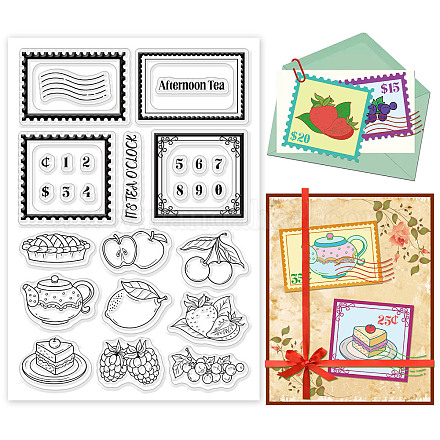 Ph pandahall fruits timbres clairs timbres transparents gâteau tampon en silicone citron tampon en caoutchouc pour la fabrication de cartes de vacances journalisation album photo journal scrapbooking DIY-WH0167-57-0126-1