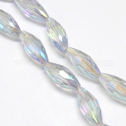 Electroplate Crystal Glass Rice Beads Strands EGLA-F044-A09-1