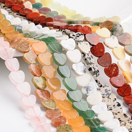 Heart Natural & Synthetic Mixed Gemstone Bead Strands G-L420-25-6mm-1