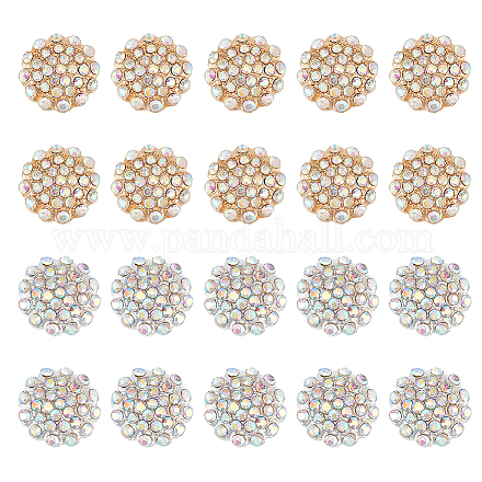 Wadorn 20 pièces 2 couleurs en alliage de zinc strass bijoux boutons pression FIND-WR0010-40-1