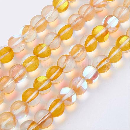 Chapelets de perles en pierre de lune synthétique G-F431-04-10mm-1