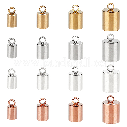 Unicraftale 4 couleurs embouts de cordon en acier inoxydable 32 pièces embouts de cordon en cuir cordon 3/4/5/6mm diamètre intérieur embouts terminators pour la fabrication de bijoux trou de 1.8~3mm STAS-UN0027-89-1