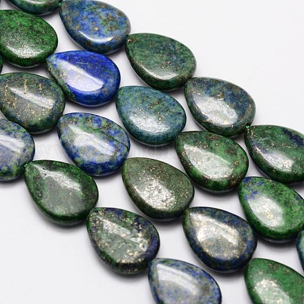 Natural Chrysocolla and Lapis Lazuli Drop Beads Strands G-M266-10-1