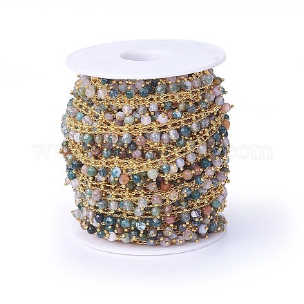 Chaînes de perles d'agate facettée naturelle teintée à la main CHC-P007-B04-1