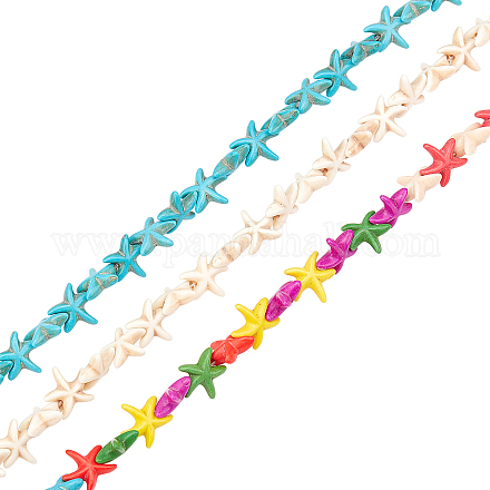 SUPERFINDINGS 6 Strands 3 Colors Starfish Turquoise Gemstone Beads Synthetic Turquoise Beads Strands Ocean Sea Life Beading Beads for Jewelry Making G-FH0001-49-1
