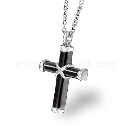 Collana con pendente a croce religiosa in acciaio inossidabile QH8600-3-1