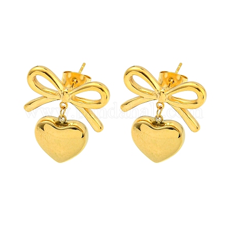 Серьги-гвоздики из нержавеющей стали 304 с ионным покрытием (IP) EJEW-R164-01G-1