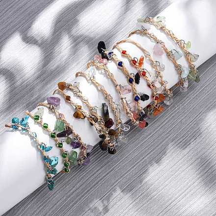 12шт 12 цвета браслеты с подвесками из натуральных и синтетических драгоценных камней для мужчин и женщин BJEW-G743-03-1