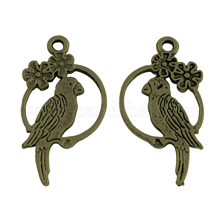 Tibetan Style Alloy Bird Pendants TIBEP-1217-AB-FF-1