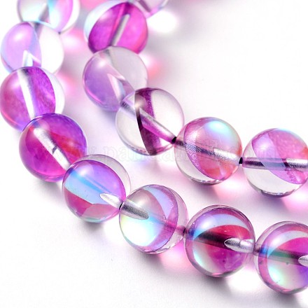 Dyed Synthetic Moonstone Round Beads Strands G-L376-12mm-B01-1