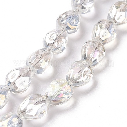 Transparentes perles de verre de galvanoplastie brins X-GLAA-C025-02E-1