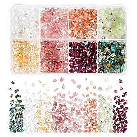Arricraftの天然および合成の混合宝石ビーズ  チップ  5~14x4~10mm  穴：1mm  8材料/箱 G-AR0001-11-1