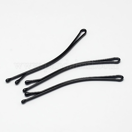 Geschwungenen schwarzen Back lackiertem Eisen Haar Schupostifte einfache Haarnadel PHAR-O002-04-01S-1