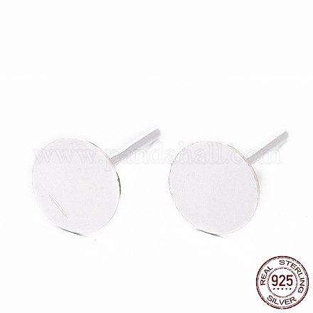 925 orecchino a bottone rotondo piatto in argento sterling STER-T002-201S-1