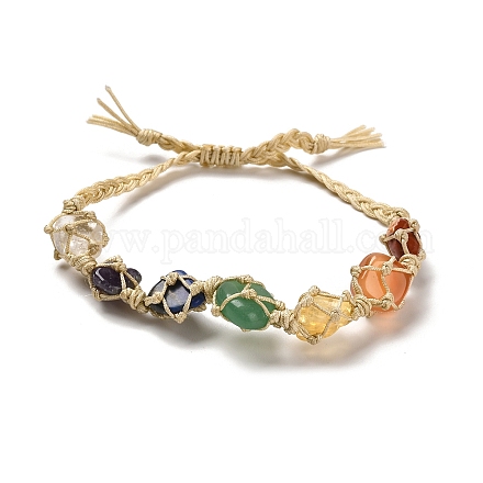 Bracelets de perles tressées en pierres précieuses naturelles chakra BJEW-G682-01-1