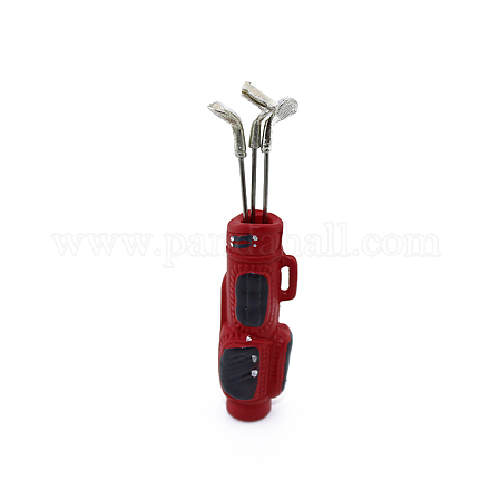 ミニチュア合金ゴルフクラブ  ブラッシー  樹脂製ゴルフカートバッグ付  小道具の装飾を装ったドールハウスアクセサリー用  暗赤色  4個/セット MIMO-PW0001-043B-1