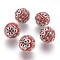 Handmade Indonesia Beads, with Metal Findings, Round, Unplated, Red, 19.5x19mm, Hole: 1mm