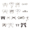 17 styles Alloy Connector Charms, with Alloy Pendants, Bowknot, Antique Silver, 10~23x8~18.5x1.5~4mm, Hole: 1.5~2.5mm, 6pcs/style