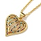 Brass Micro Pave Colorful Cubic Zirconia Peach Heart Pendant Necklaces for Women, Real 18K Gold Plated, 17.52 inch(44.5cm)
