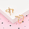 Brass Micro Pave Clear Cubic Zirconia Cuff Rings for Women, Rectangle, with ABS Imitation Pearl, Real 18K Gold Plated, 21mm, Inner Diameter: 18mm