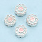 925 Sterling Silver Enamel Beads, Smiling Face Flower, Silver Color Plated, Light Cyan, 6x6x3mm, Hole: 1.2~1.4mm