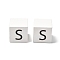 Wood European Beads, Large Hole Beads, Cube with Letter, Letter S, 30.5x30.5x29.5~30.5mm, Hole: 5mm