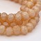 Full Rainbow Plated Faceted Rondelle Glass Beads Strands, Frosted, Sandy Brown, 4x3mm, Hole: 1mm, about 108pcs/strand, 15 inch