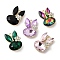 Alloy Rhinestone Pendants, Rabbit, Rack Plating, Golden, Mixed Color, 27x19x9mm, Hole: 2.8mm