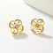 Fashion Casual Brass Pave Clear Cubic Zirconia Flower Stud Earrings, Real 18K Gold Plated, 13mm