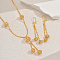 Alloy Hollow Round Beads Tassel Earrings & Necklaces Sets for Women, Golden
