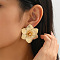 Iron Stud Earrings, Flower, Golden, 48x42mm